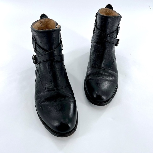 FRYE Jayden cross strap motorcycle boot black leather size 8 B - Picture 11 of 16